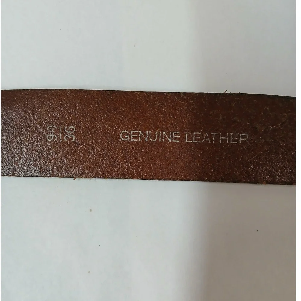 VTG Fossil Mens Brown Genuine Leather Belt Brass Buckle Size 36 MB125322236